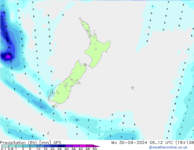 Z500/Rain (+SLP)/Z850 GFS пн 30.09.2024 12 UTC