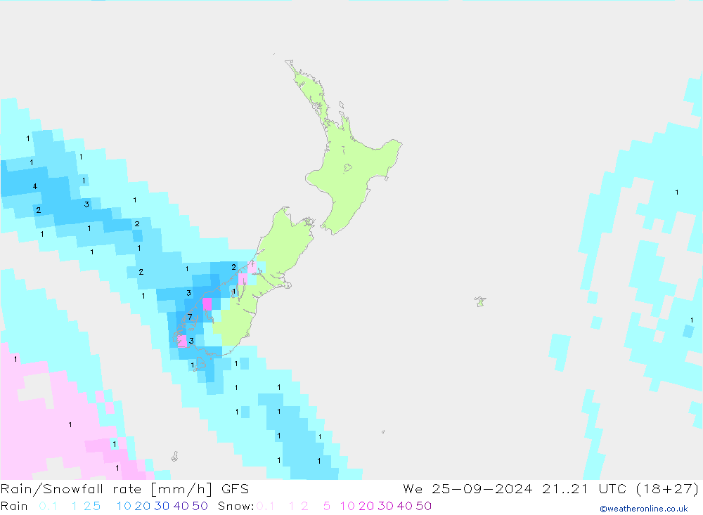 Kar/Yağmur Oranı GFS Çar 25.09.2024 21 UTC