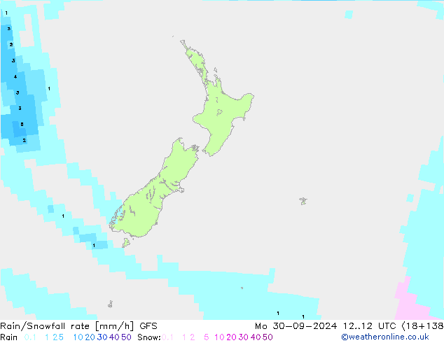 Regen/Schneefallrate GFS Mo 30.09.2024 12 UTC