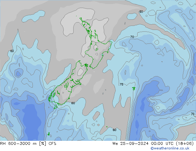 RH 600-3000 m GFS We 25.09.2024 00 UTC