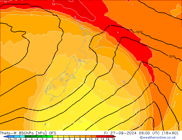 Theta-W 850hPa GFS Fr 27.09.2024 06 UTC