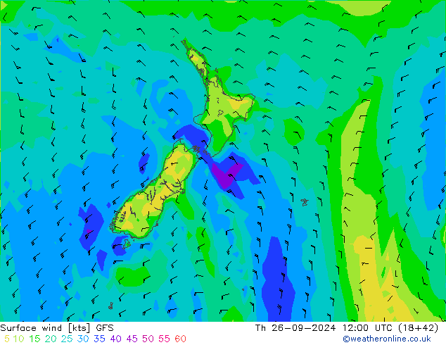 Surface wind GFS Th 26.09.2024 12 UTC