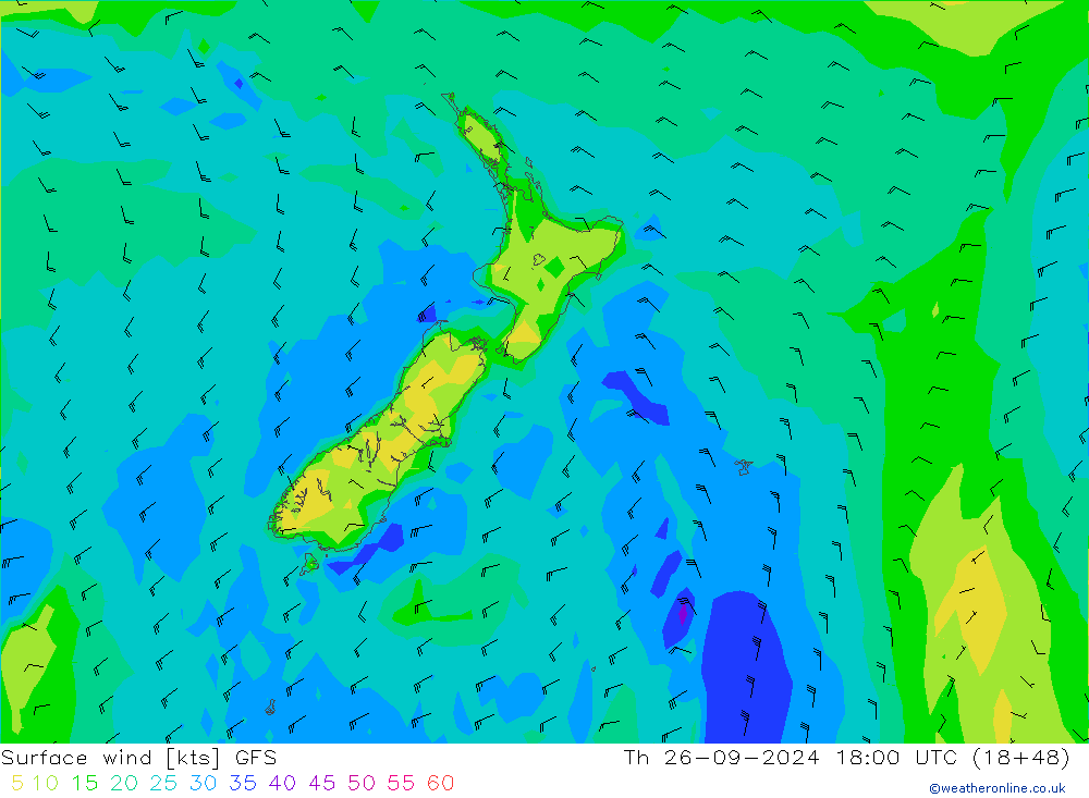 Bodenwind GFS Do 26.09.2024 18 UTC