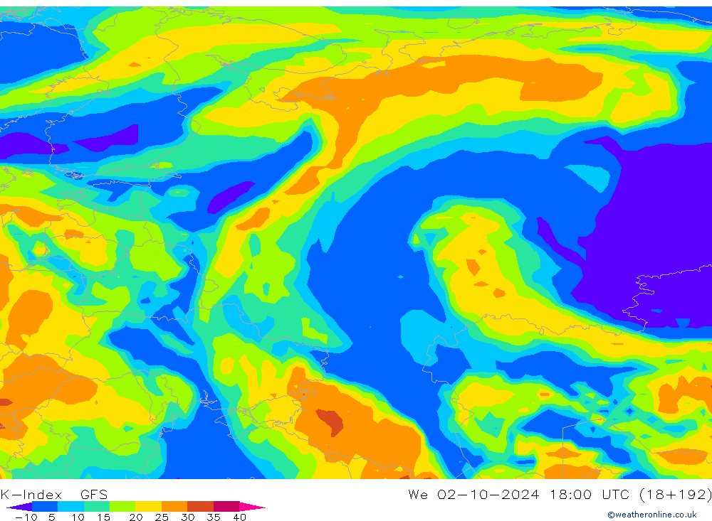 K-Index GFS ср 02.10.2024 18 UTC