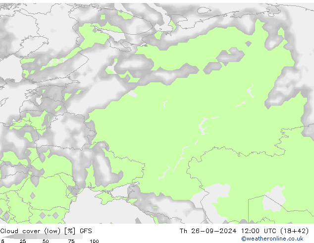 Nuages (bas) GFS jeu 26.09.2024 12 UTC