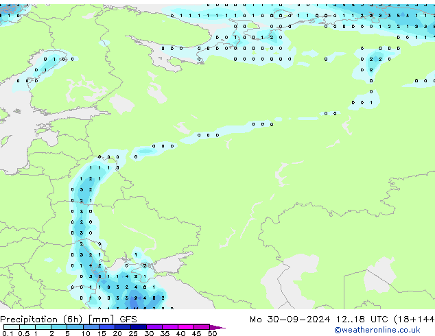 Z500/Rain (+SLP)/Z850 GFS pon. 30.09.2024 18 UTC