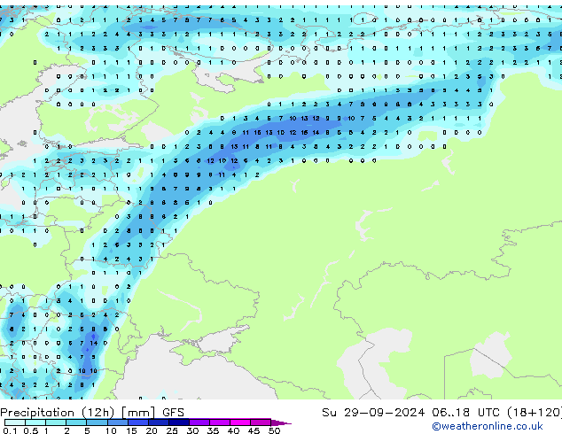 opad (12h) GFS nie. 29.09.2024 18 UTC