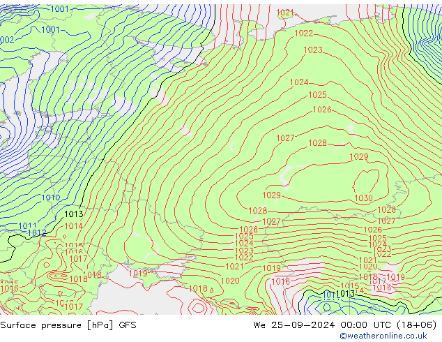 GFS: St 25.09.2024 00 UTC