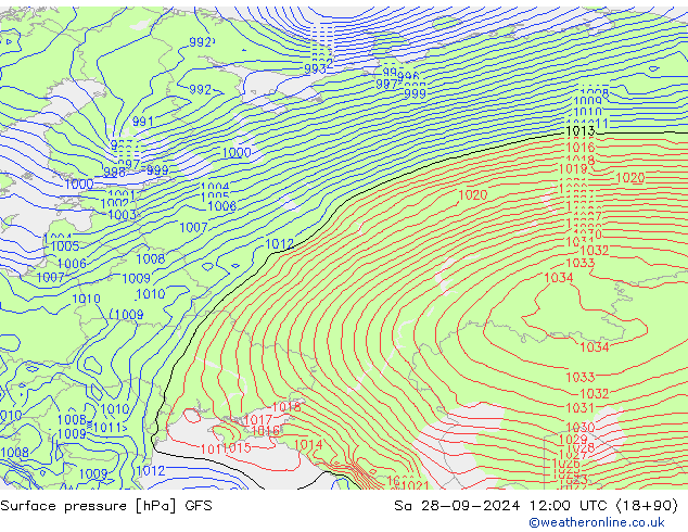 Yer basıncı GFS Cts 28.09.2024 12 UTC