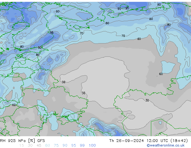 RH 925 hPa GFS Th 26.09.2024 12 UTC