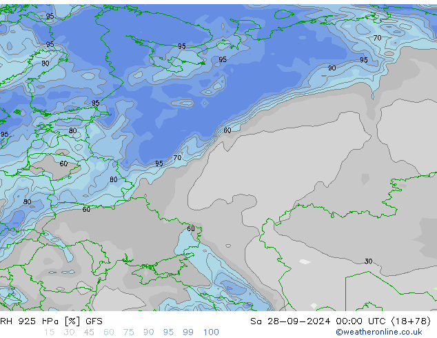 RH 925 hPa GFS So 28.09.2024 00 UTC