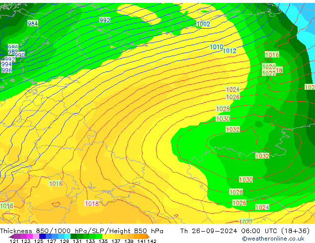 Thck 850-1000 hPa GFS Září 2024