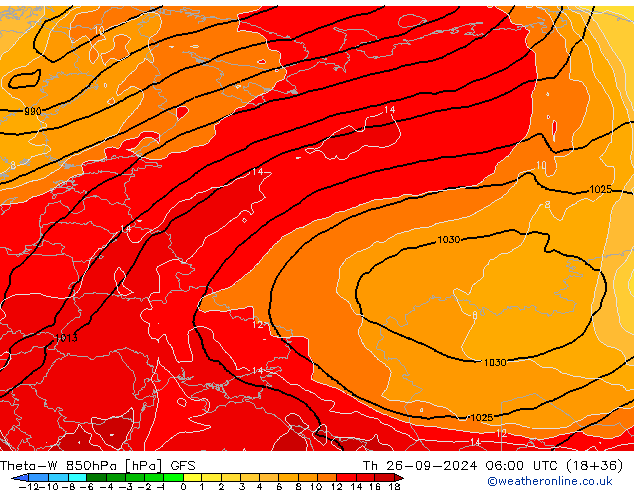 Theta-W 850hPa GFS Th 26.09.2024 06 UTC