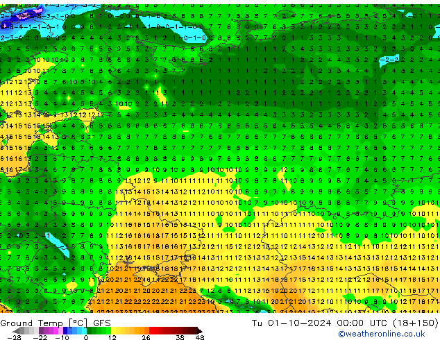 Ground Temp GFS Tu 01.10.2024 00 UTC