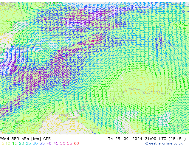 Wind 850 hPa GFS Do 26.09.2024 21 UTC