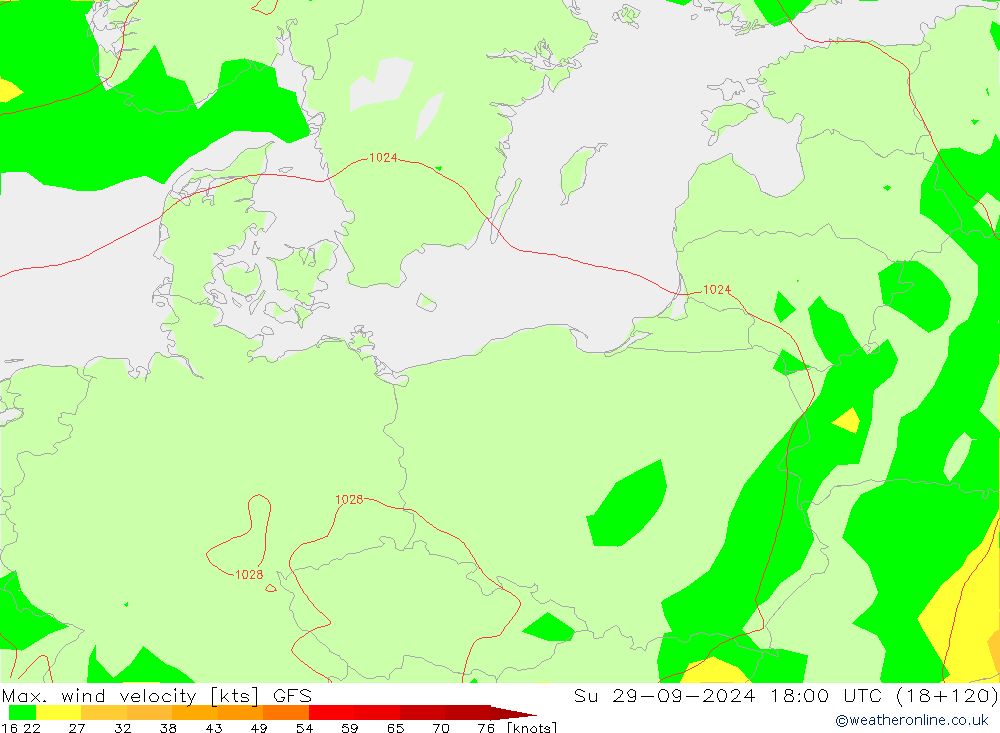 Max. wind velocity GFS dom 29.09.2024 18 UTC