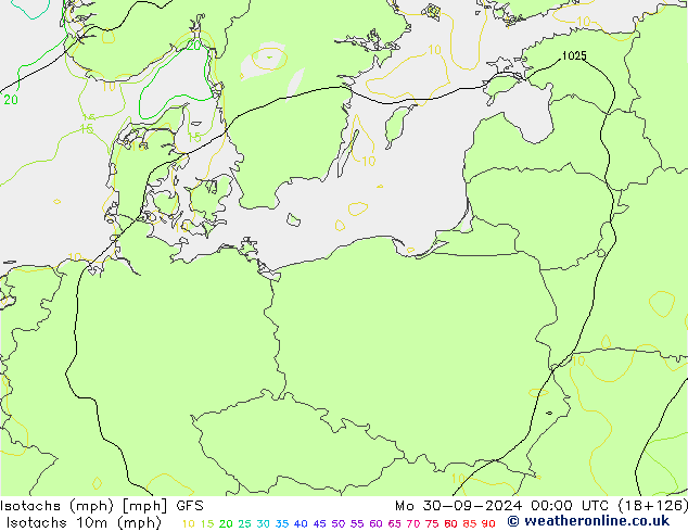 Isotachs (mph) GFS Mo 30.09.2024 00 UTC