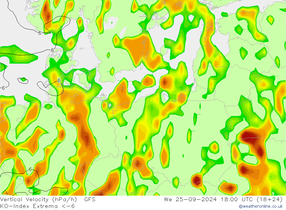 Convection-Index GFS mer 25.09.2024 18 UTC