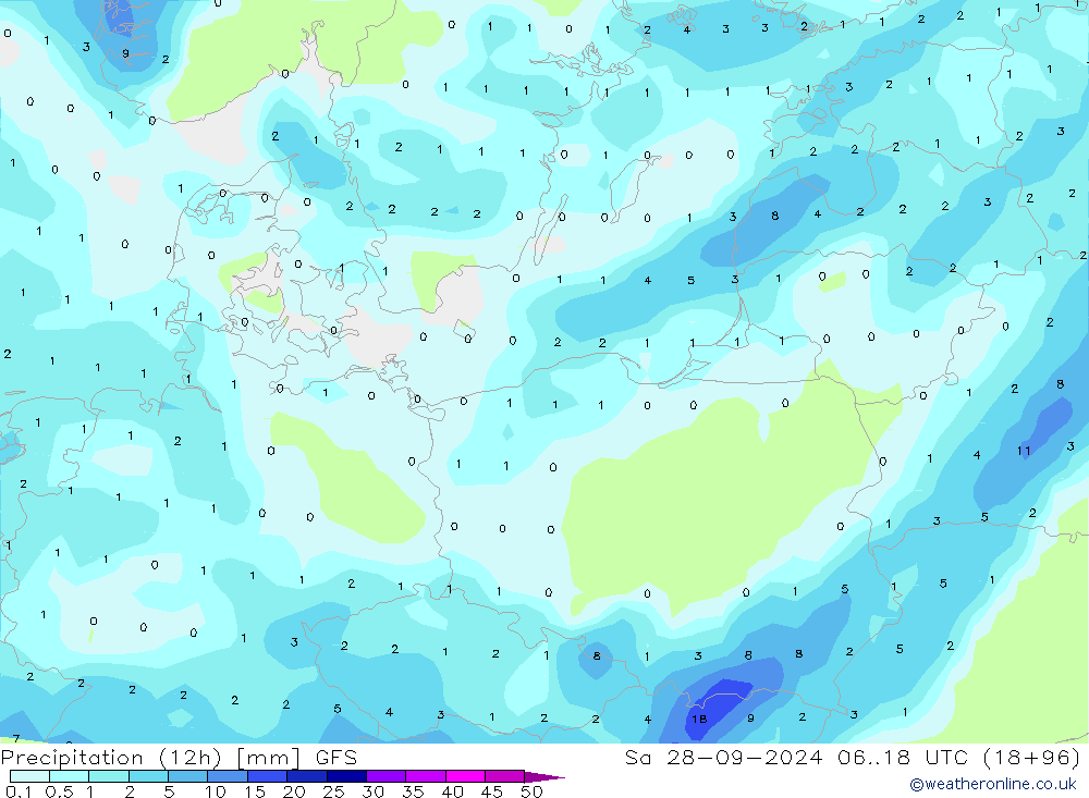 Yağış (12h) GFS Cts 28.09.2024 18 UTC