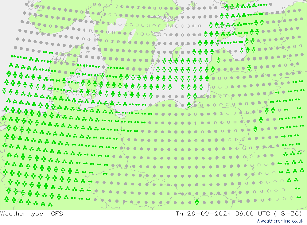 Tipo de precipitación GFS jue 26.09.2024 06 UTC