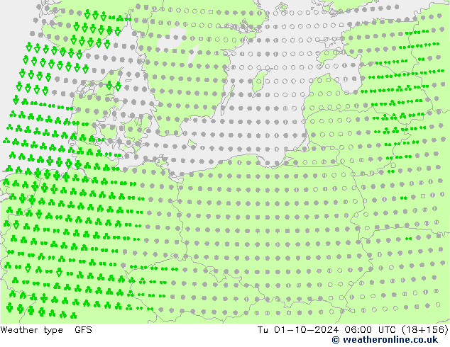 Weather type GFS Út 01.10.2024 06 UTC