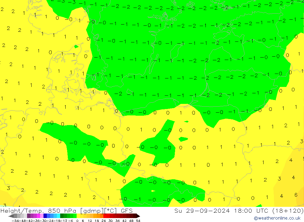 Height/Temp. 850 гПа GFS Вс 29.09.2024 18 UTC