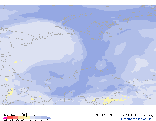 Lifted Index GFS Th 26.09.2024 06 UTC