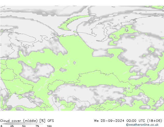 Cloud cover (middle) GFS We 25.09.2024 00 UTC