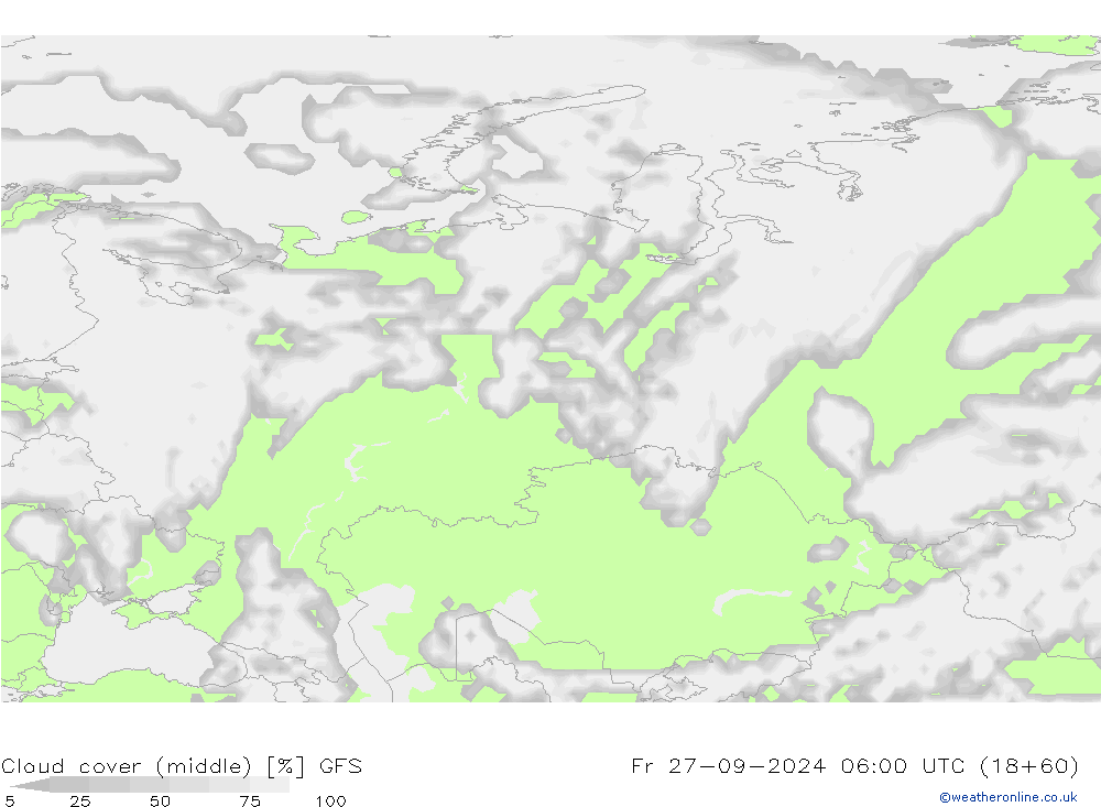 Cloud cover (middle) GFS Fr 27.09.2024 06 UTC