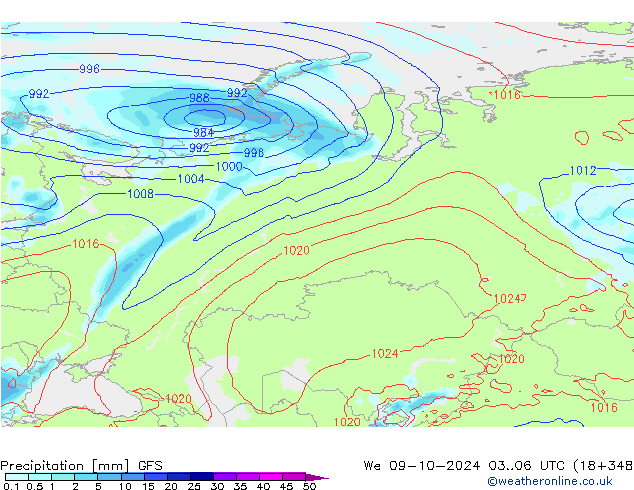 Precipitation GFS We 09.10.2024 06 UTC