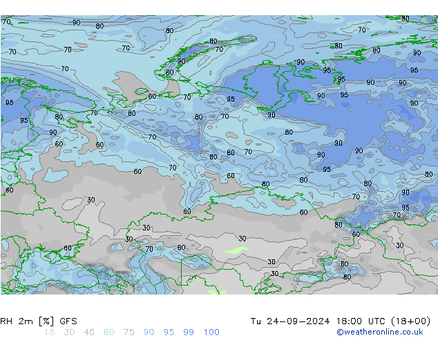 RH 2m GFS  24.09.2024 18 UTC