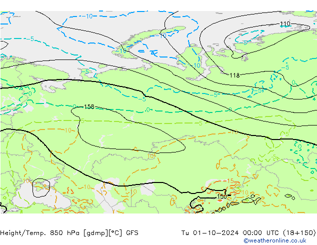 Z500/Rain (+SLP)/Z850 GFS Di 01.10.2024 00 UTC