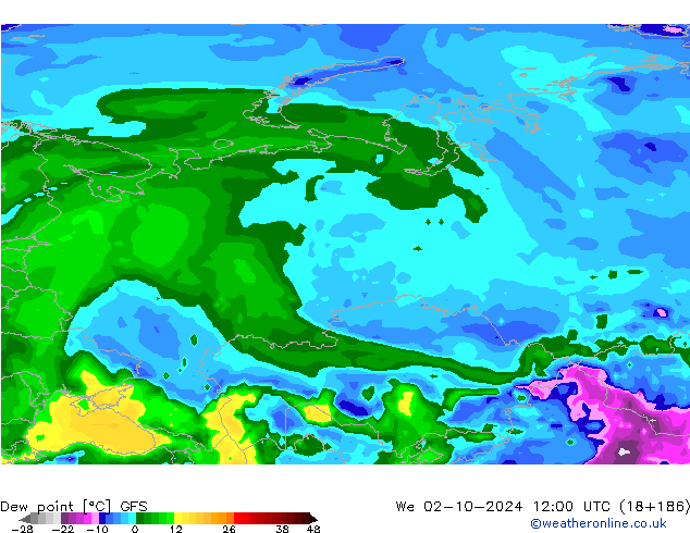 Dew point GFS We 02.10.2024 12 UTC