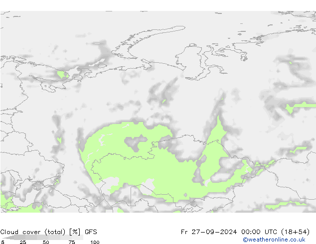 nuvens (total) GFS Sex 27.09.2024 00 UTC