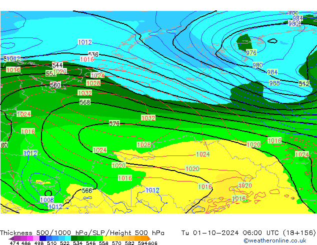 Thck 500-1000hPa GFS Tu 01.10.2024 06 UTC