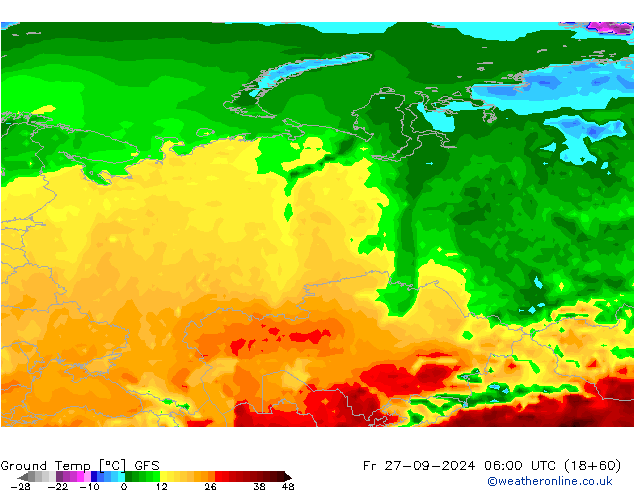 Bodemtemperatuur GFS vr 27.09.2024 06 UTC