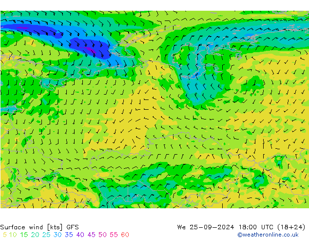 Yağış 6sa/Rüz. 10m/950 GFS Çar 25.09.2024 18 UTC