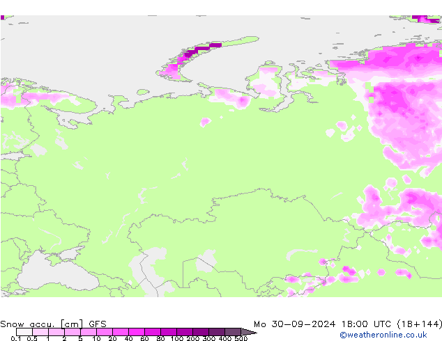 Snow accu. GFS Po 30.09.2024 18 UTC