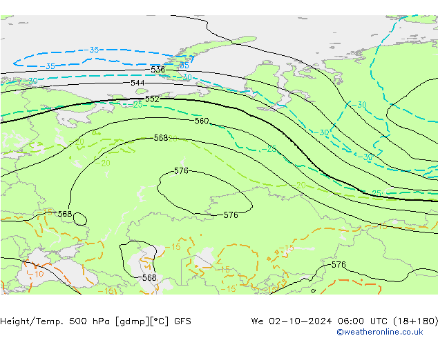 Z500/Rain (+SLP)/Z850 GFS  02.10.2024 06 UTC