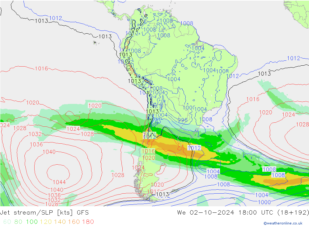 джет/приземное давление GFS ср 02.10.2024 18 UTC