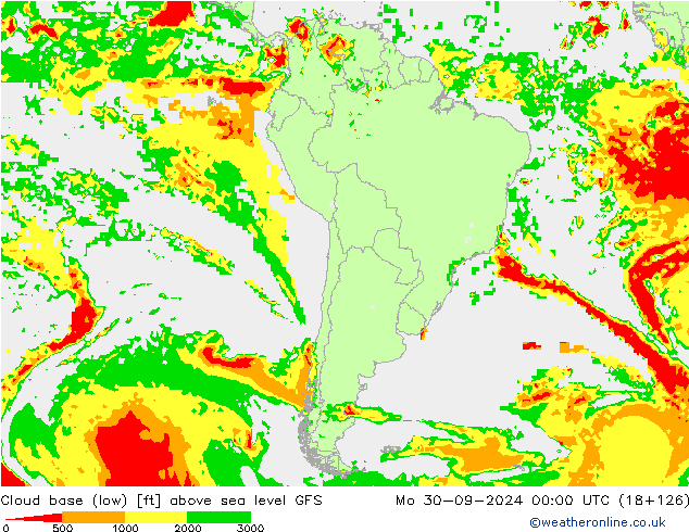 Cloud base (low) GFS Mo 30.09.2024 00 UTC