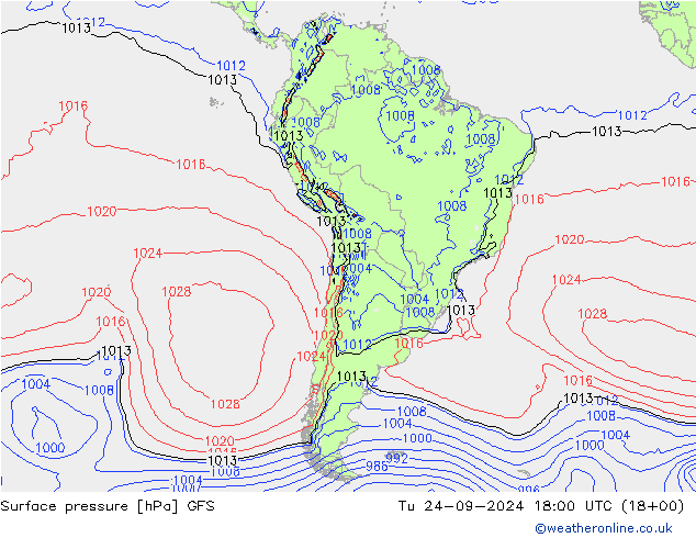 pressão do solo GFS Ter 24.09.2024 18 UTC