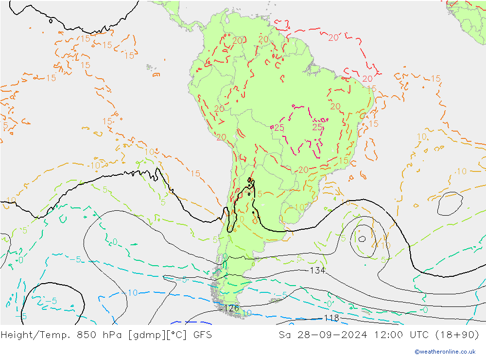 Z500/Rain (+SLP)/Z850 GFS sam 28.09.2024 12 UTC