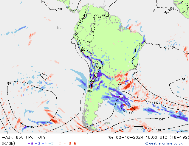 T-Adv. 850 hPa GFS St 02.10.2024 18 UTC