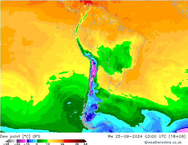 Dew point GFS We 25.09.2024 03 UTC