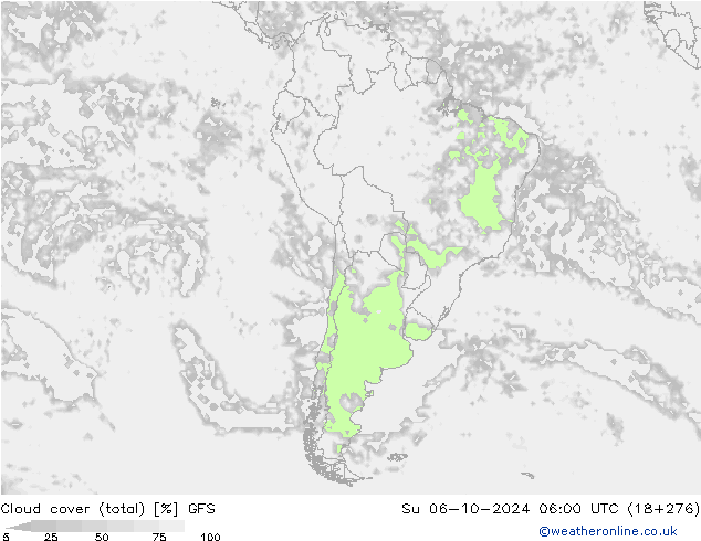 Cloud cover (total) GFS Ne 06.10.2024 06 UTC