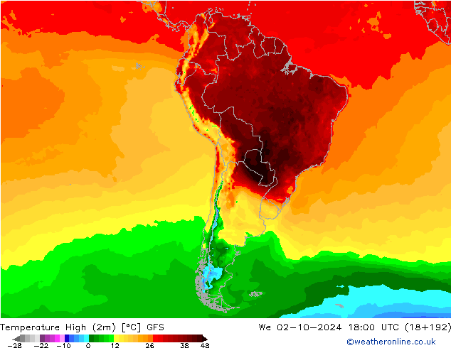 Höchstwerte (2m) GFS Mi 02.10.2024 18 UTC