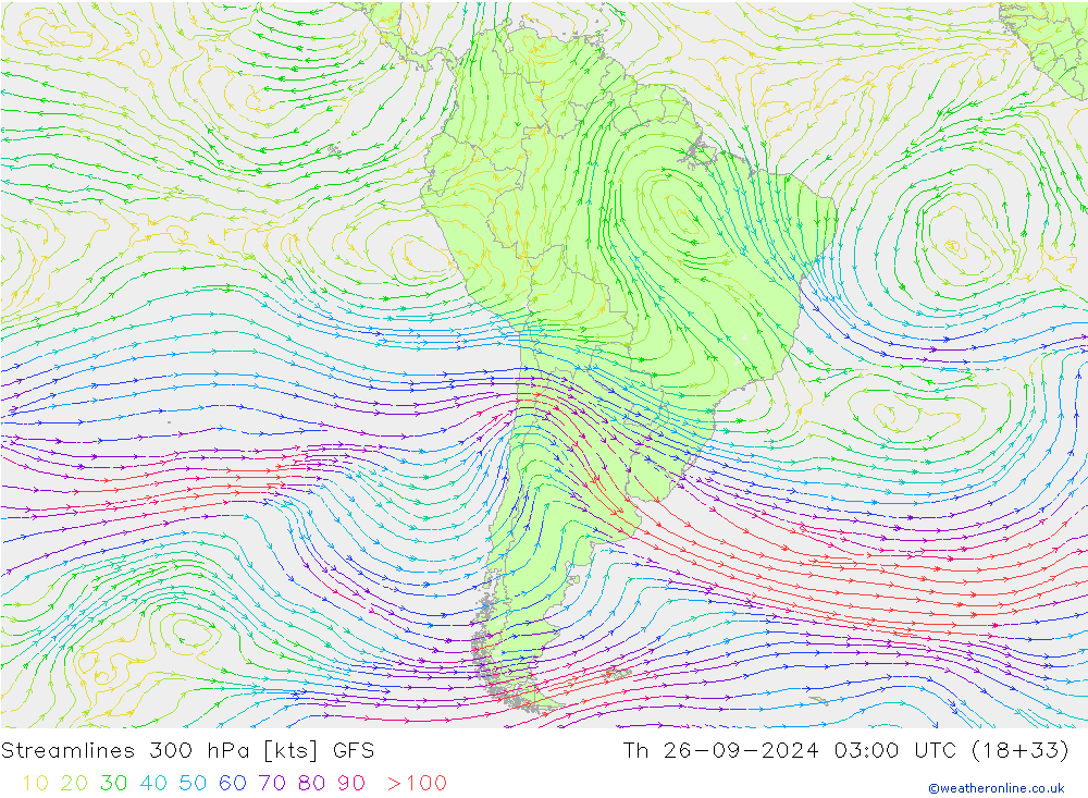 Streamlines 300 hPa GFS Th 26.09.2024 03 UTC