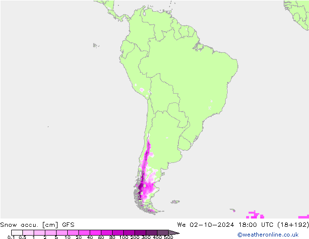 Snow accu. GFS We 02.10.2024 18 UTC