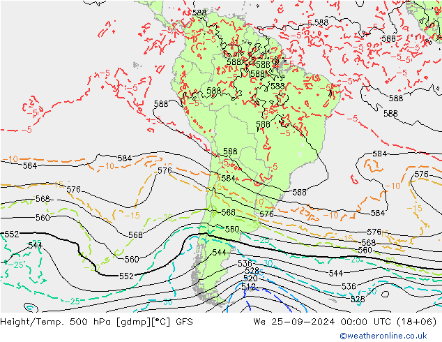 Z500/Rain (+SLP)/Z850 GFS We 25.09.2024 00 UTC